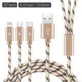 ASICEN 2Pack 3_in_1 6_5FT nylon braided charging cables